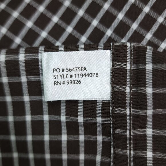 U.S. Polo Assn Checkered Button Down Shirt Medium Brown White - Picture 7 of 8